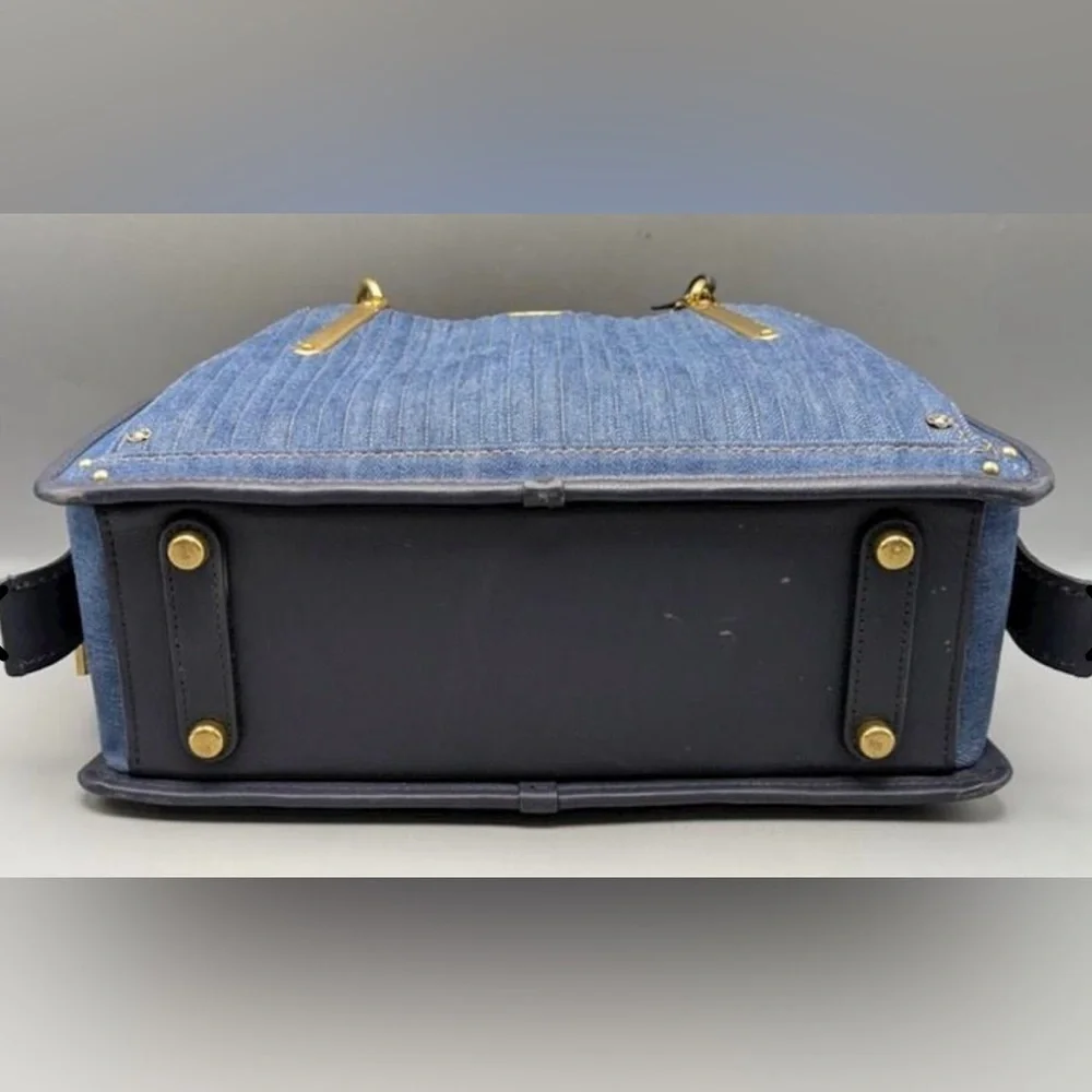 Authentic Coach Quilted Denim Leather Trim Dreamer Satchel - Picture 5 of 9
